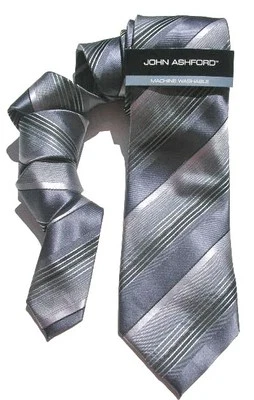John Ashford NUEVA Corbata Gris Ajustada a Rayas Para Hombre $45 A729 Foto 1 de 2