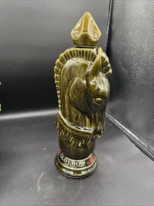 60er Jahre alte Krähe dunkelgrün RITTER Pferd Schachmann Bourbon Dekanter leer DC5 - Bild 1 von 5