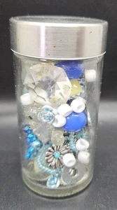 Barattolo soprammobile blu, argento e bianco 3 1/2" - Foto 1 di 7