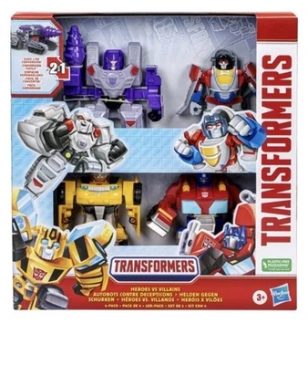 Transformers Heroes vs Villains 4 Pack Bumblebee Optimus Prime Megatron autobots - Image 1 of 4