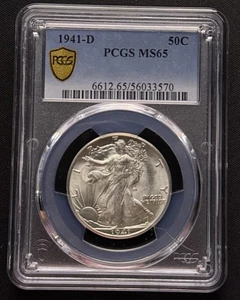 1941-D Walking Liberty Silver Half Dollar PCGS MS 65 Gold Shield Holder US Coins - Picture 1 of 2
