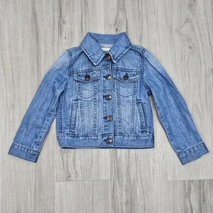OshKosh B'gosh Denim Jacket Girls size 4 Snap Front Light Wash Jean Unicorn - Picture 1 of 8