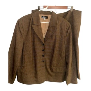 Vintage Giorgio Sant Angelo braun kariert Plissee Blazer Rock Set Damen 24 W - Bild 1 von 12