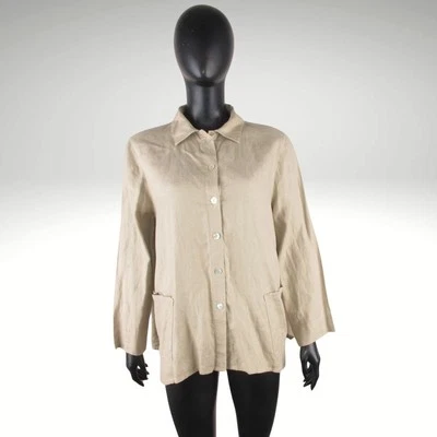 MAAS NATURVAREN Women's Beige Oversized Autumn Summer Coat Jacket 100% Linen 38 - Image 1 of 4