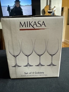 Juego de 4 copas de agua de vino de cristal europeo fino Mikasa LAURA - Imagen 1 de 10