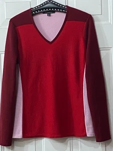 Brooks Brothers Cashmere Gr. L Damen Pullover Pulli V-Ausschnitt rot/rosa/burgund - Bild 1 von 10