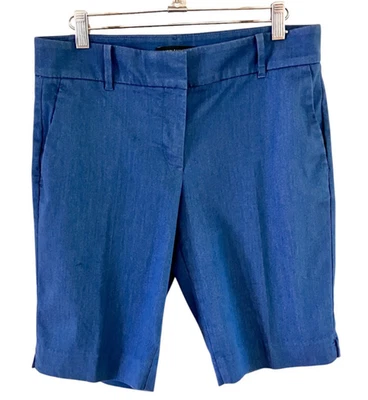 Ann Taylor Bermuda Shorts Size 4 Curvy Chambray Blue Flat Front Medium weight - Image 1 of 4