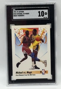 1991-92 Skybox Great Moments #333 Michael VS Magic HOF SGC 10 GEM MINT - Picture 1 of 2