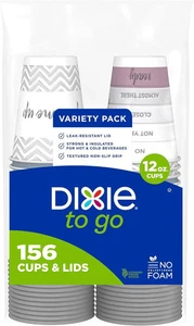 to Go Mittelgroße Papierkaffeetassen mit Deckel, 12 Unzen, 156 Stück, Einwegbecher f... - Bild 1 von 3