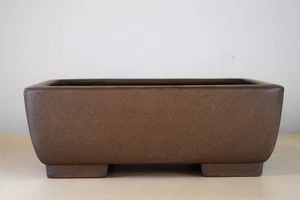 Japanese Bonsai Pot Tokoname KEIZAN 8.3"(21cm) Brown Unglazed Rectangle Y850 - Picture 1 of 11