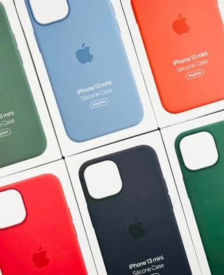 Apple iPhone 13 mini Silikon Hülle Case MagSafe Rot Mitternacht Klee Eukalyptus