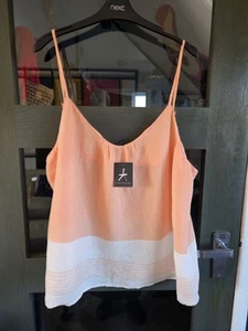 Atmosphere Peach & White Adjustable Straps Chessecloth Summer Top Size 20 BNWT - Picture 1 of 8