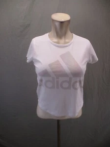 ADIDAS AEROREADY Size L (14) Girls White Short Sleeve Slim Athletic T-Shirt 018 - Picture 1 of 9