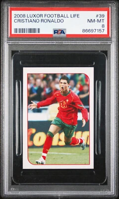 2008 Luxor Football Life Stickers 39 Cristiano Ronaldo PSA 8 NM-MT Pop 2 Highest - Image 1 of 2
