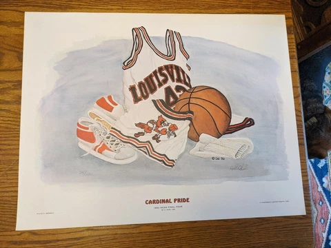 LOUISVILLE CARDINAL PRIDE NCAA FINAL 4 BASKETBALL ART POSTER H EARL LEE 1982 VTG Cover