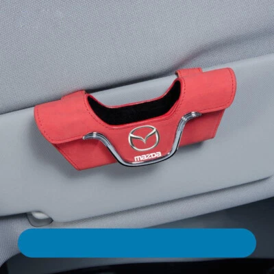 Car Sun Visor Sunglasses Card Holder Clip Box For Mazda Red Suede Leather Foto 1 de 4