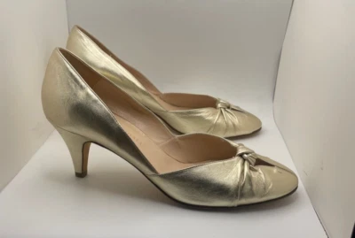Tacón para mujer Loeffler Randall dorado metálico con acento ruche talla 9 Foto 1 de 4