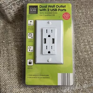 Easy Home Dual Wall Outlets with 2 USB Ports Smart Chip Technology Fast Charging - Picture 1 of 7
