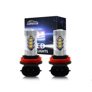 2x 6500K Xenon White H11 LED Fog/Driving Light Bulbs Lamps High Power Combo Kit - Picture 1 of 13