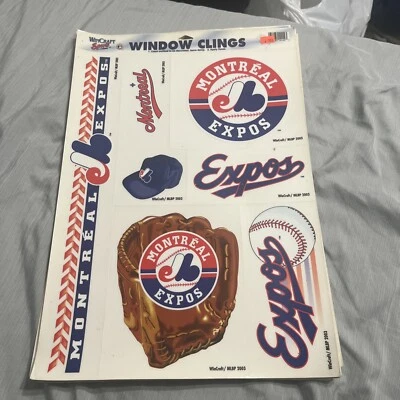Wincraft MLB Montreal Expos 11" x 17" Sheet of Window Clings, NEW - Image 1 of 3
