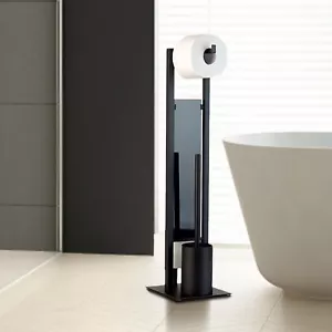 Stand Toilettenpapierhalter Edelstahl WC Garnitur mit Bürste Klorollenständer - Bild 1 von 8