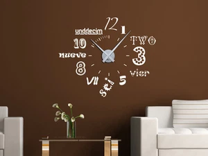 Wandtattoo Uhr mit Uhrwerk Wanduhr Zahlen und Worte Wohnzimmer - Bild 1 von 31