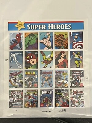 Hoja de estampillas de superhéroes de Marvel Comics 2006 Foto 1 de 2