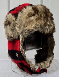 Goodfellow OSFM Buffalo Check Print Trapper Winter Hat w/ Plush Faux Fur Trim - Picture 1 of 6