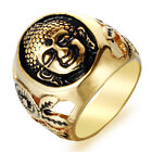 18k Gold Plated Stainless Steel Sakyamuni Buddha Head Men's Cool Design Ring M95