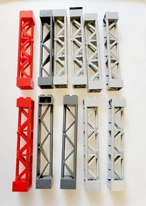 Lego Supports 2x2x10 City Building Girders Red light Dark Gray 11 pcs Parts Lot - Picture 1 of 3
