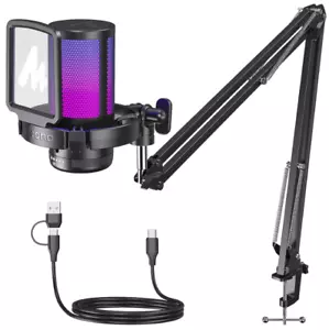 Gaming USB Microphone, Noise Cancellation Condenser mic with Mute, Monitoring... - Picture 1 of 8
