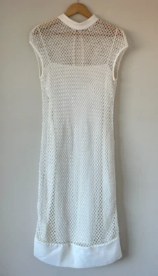 Authentic Carla Zampatti Womens 8 White Lattice Midi Dress Made in Aus - image 1 of 4