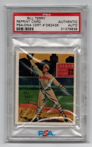 1934-36 National Chicle Diamond Stars R327 Bill Terry REPRINT AUTO PSA DNA HOF