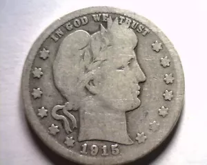 1915-D CUARTO DE DÓLAR BARBERO BUENO+ G+ BONITA MONEDA ORIGINAL BOBS MONEDAS ENVÍO RÁPIDO - Imagen 1 de 2