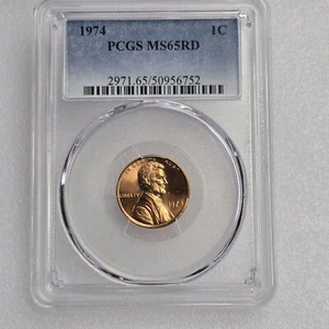 1974 Lincoln Cent PCGS MS65RD Red Luster, 1c U.S. Coin Lot 2236 - Picture 1 of 12