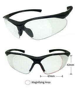 Semi Rimless Big Magnifying Area Safety Reading Glasses Clear Lens ANSI Z87.1