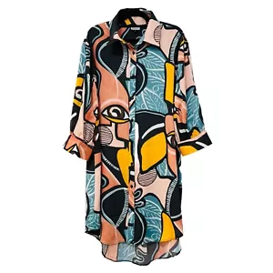 Zeta By Truworths, Abstract 3/4 Sleeve Oversized Shirt Dress Size S/16 - Picture 1 of 8