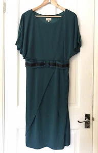 Vestido verde Karen Millen Reino Unido talla 14 elástico lápiz en capas drapeado manga ala de murciélago - Imagen 1 de 7