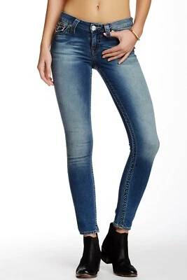 Pantalones de mezclilla ajustados cortos al tobillo True Religion para mujer bolsillos con solapa azules talla 27 Foto 1 de 3