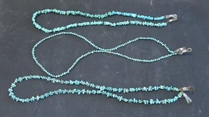 HANDMADE TURQUOISE STONE EYEGLASS CHAIN HOLDER LOT OF 3 VARIOUS STONE SIZES - Picture 1 of 4