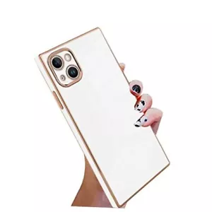 Case Compatible with iPhone 14 Luxury Cute Plating Design Case Full-Body White - Picture 1 of 7