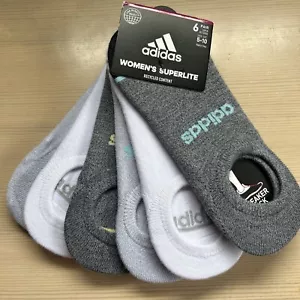 WOMENS ADIDAS SUPERLITE NO SHOW SOCKS 6 PAIR Shoe Size 5-10 New - Picture 1 of 8