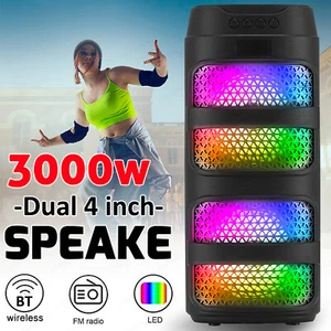 Altoparlante Bluetooth Portatile Doppio 4in Woofer con Luce DJ, Altoparlante Wireless per Feste - Foto 1 di 18