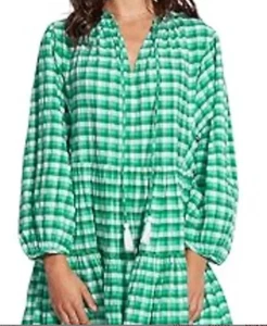 SEAFOLLY PORTOFINO GINGHAM TIER DRESS 54636-DR GREEN SIZE: M/L NEW WITH TAGS - Picture 1 of 6