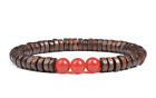 Bracelet de perles Cornaline et bois, Sur mesure pour homme ou Femme