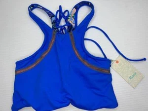 NWT MAAJI BLUESCREEN SURFER HIGH NECK REVERSIBLE LACE UP 4 STYLES BIKINI TOP - Picture 1 of 12