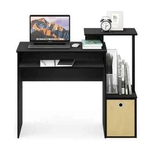 Student Computer Desk Drawer Shelves Storage Brown/Black College Dorm Bedroom - Picture 1 of 8