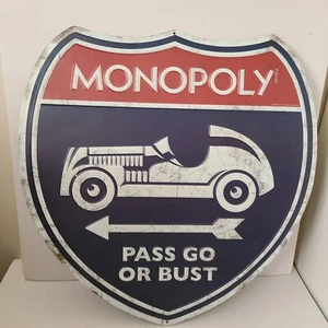 2017 HASBRO Monoply "Pass Go Or Bust Sign" 18 inches Tall And Wide - Picture 1 of 9