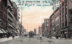 Vintage Postkarte Broad St Elizabeth NJ - Trolley Car - verschickt/gestempelt - Bild 1 von 2