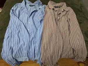 Lot 2 Ralph Lauren 3XB Big & Tall Classic Fit Striped Button Down Shirts - Picture 1 of 3